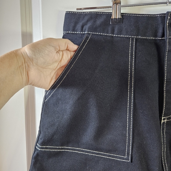 ZARA trf womens black mini skirt white stitching, pockets, zip fly size M 039 - Picture 7 of 10